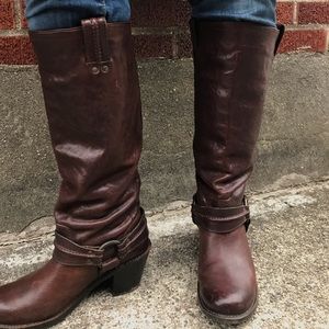 Frye Deep Brown Carmen Style  Leather Boots Size 9